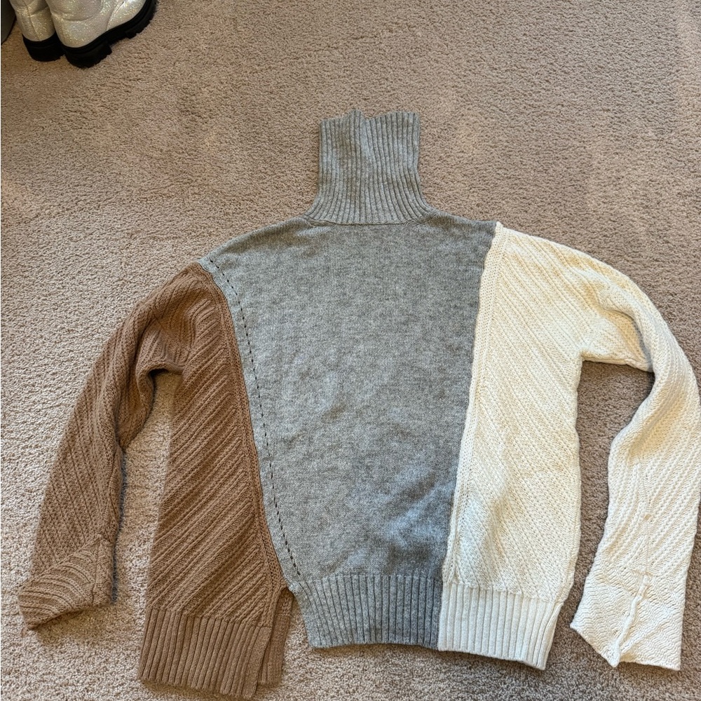 French Connection Tri-Color Turtleneck Sweater